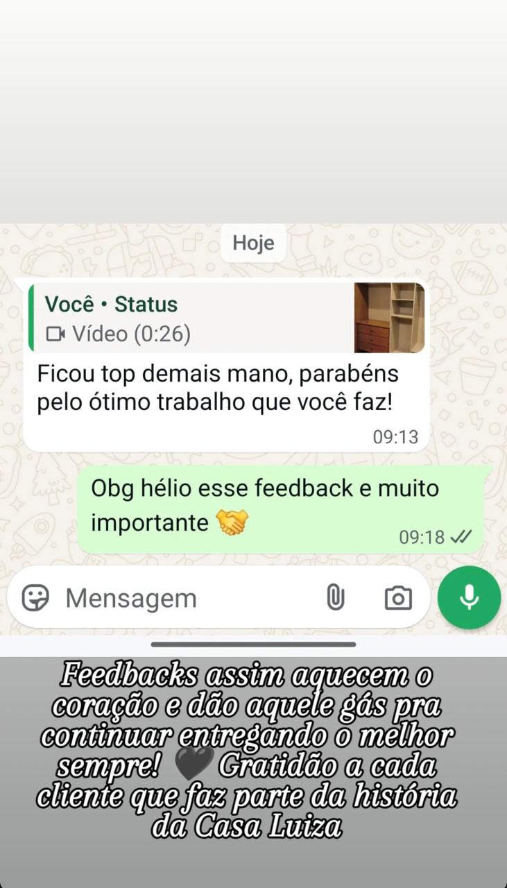 Feedback real de cliente da Casa Luiza no WhatsApp 4