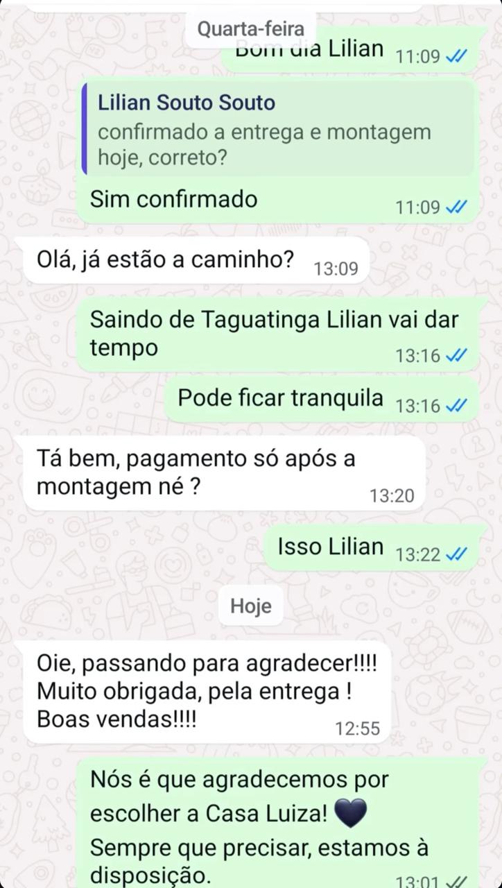 Feedback real de cliente da Casa Luiza no WhatsApp 2