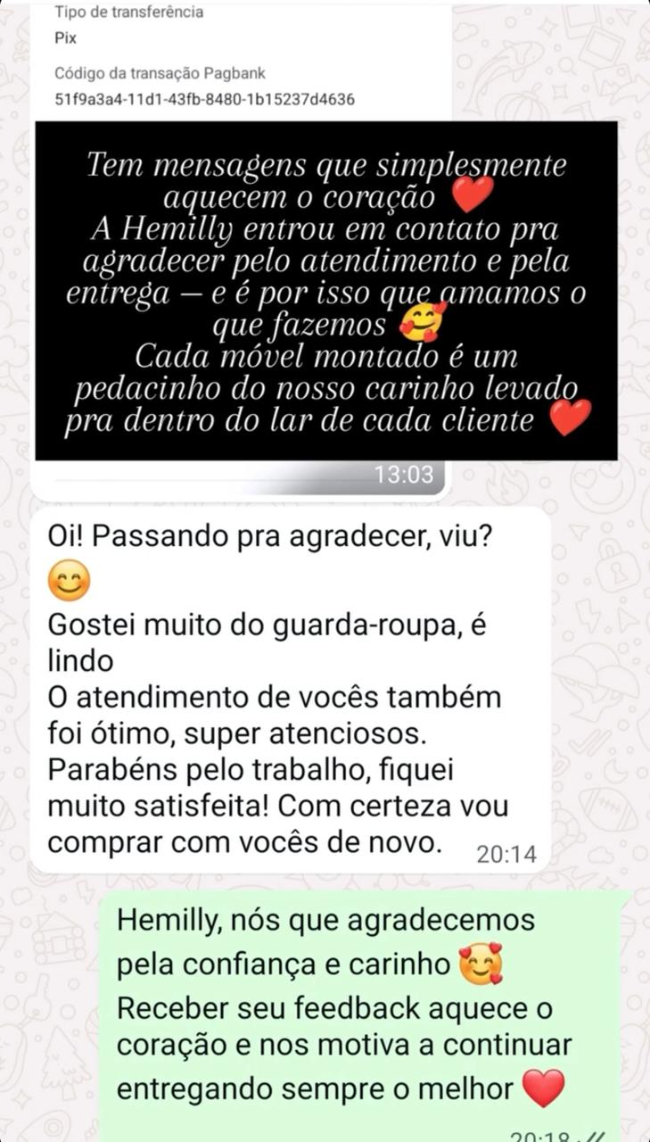 Feedback real de cliente da Casa Luiza no WhatsApp 1